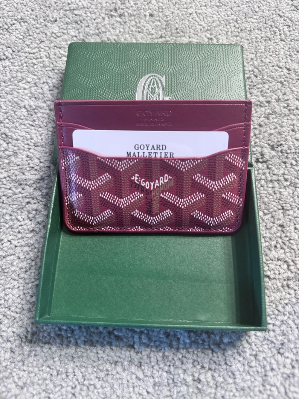 Goyard Burgundy Card Holder - Classic Goyardine Pattern